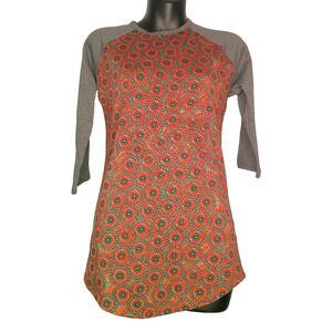 LuLaRoe Randy 3/4 Sleeve T-Shirt with Orange Black Floral XXS